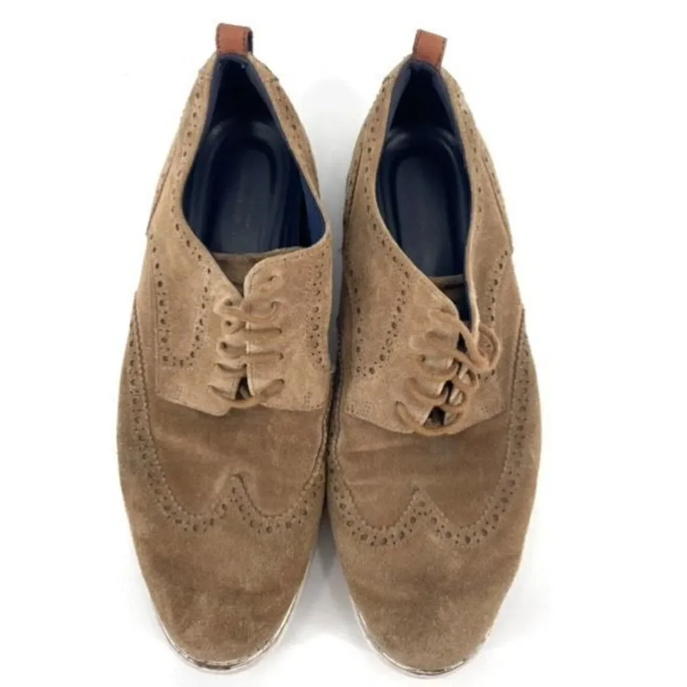 Cole Haan Mens Suede GrandEvolution Short Wing Wingtip Oxford Shoes Brown Sz 13W